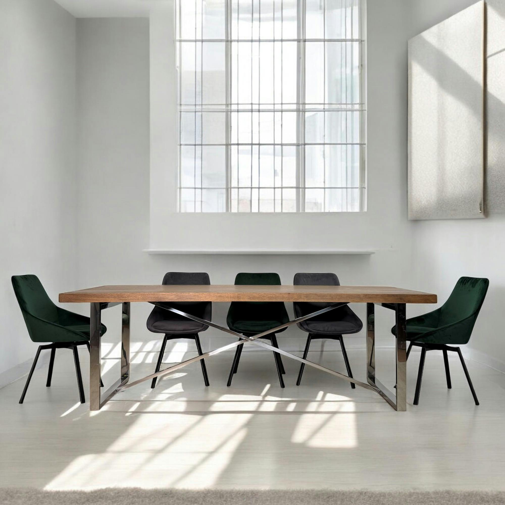 Table de repas chêne/acier 240 cm RIVERSIDE