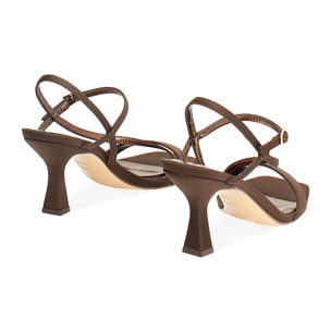 Sandalias de tacón marrón oscuro 7,5 cm