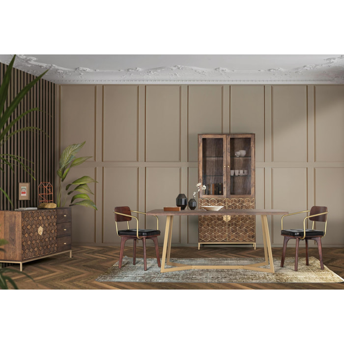 Mesas de Comedor de Madera Maciza de Mango 200 Cm Estilo Rústico Moderno