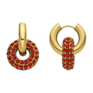 Pendientes con Cristal Rojo acabado oro 18k