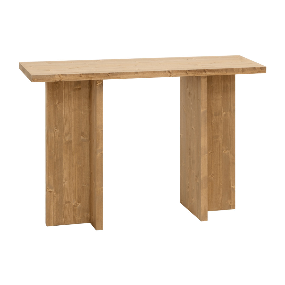 Consola de madera maciza en tono roble medio de 120x80cm Alto: 35 Largo: 120 Ancho: 80