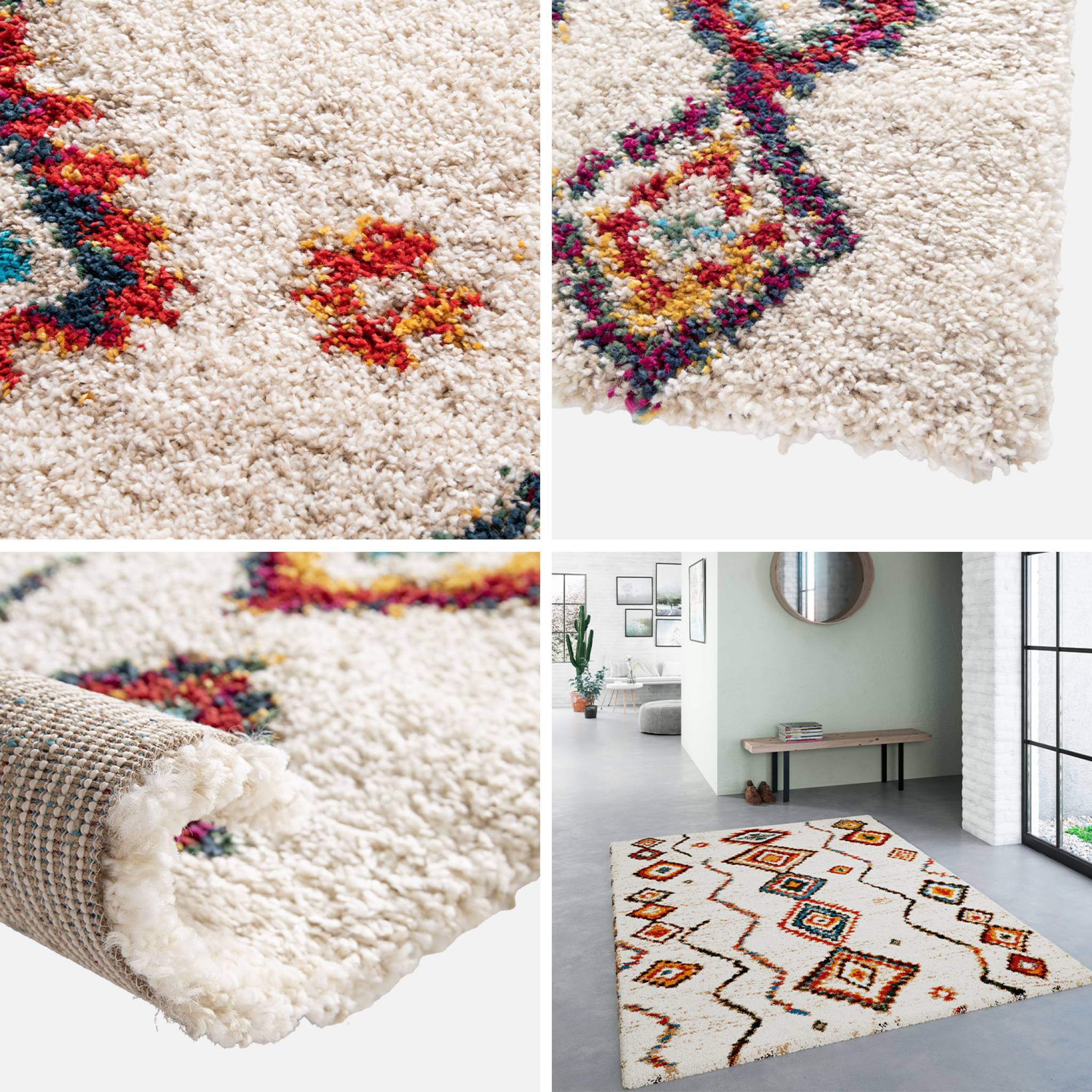 Tapis intérieur shaggy style berbère créme et multicolore MAGGIE