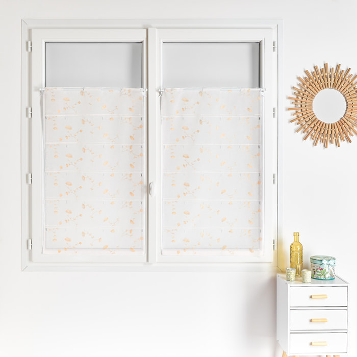 Voilage modulable brodé ginko - Jaune Ocre