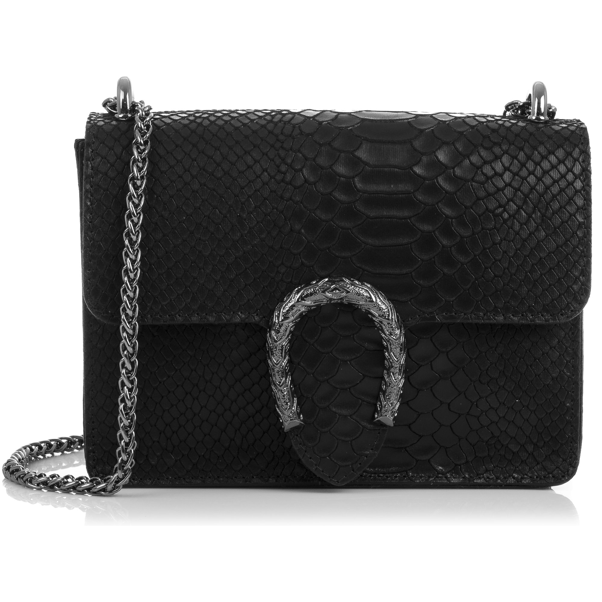 Lorenza Bolso de mano Mujer.Piel auténtica Gamuza Grabado Serpiente