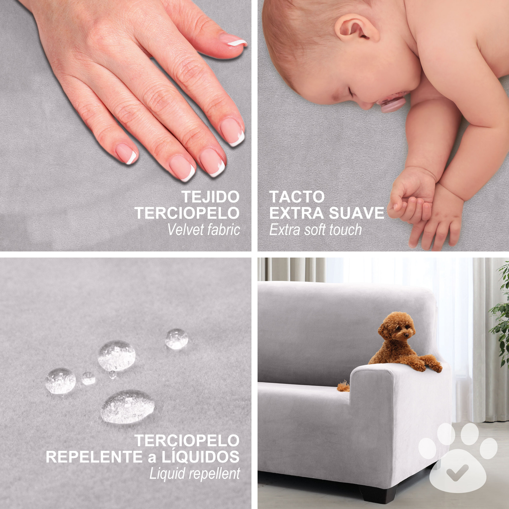 Funda TERCIOPELO ANTI MANCHAS Multi elástica para CHAISE LONGUE modelo VERONICA