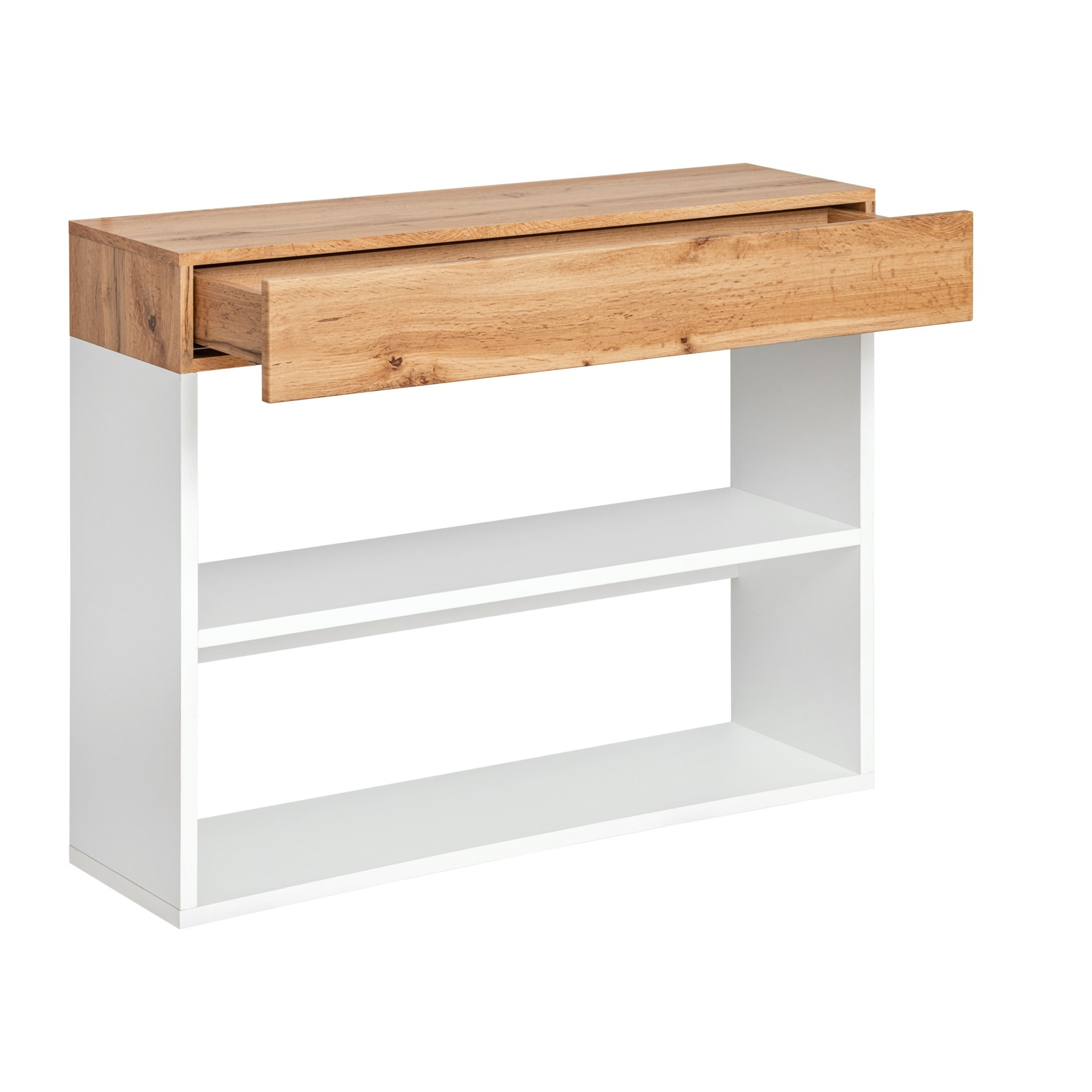 Mobile Ingresso Moderno Con Specchi E Vani A Giorno Consolle Sospesa Design Elegante Salvaspazio Per Corridoio 100 x 170 x 30 Cm Bianco E Rovere