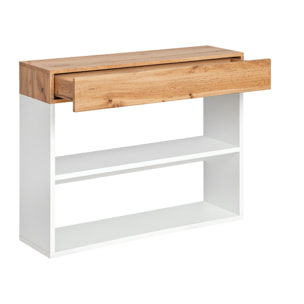 Mobile Ingresso Moderno Con Specchi E Vani A Giorno Consolle Sospesa Design Elegante Salvaspazio Per Corridoio 100 x 170 x 30 Cm Bianco E Rovere