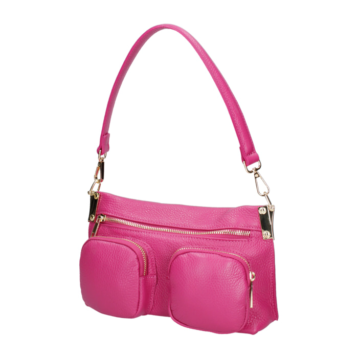 Borsa a spalla da donna In Vera pelle Made in Italy 27x14x8 cm