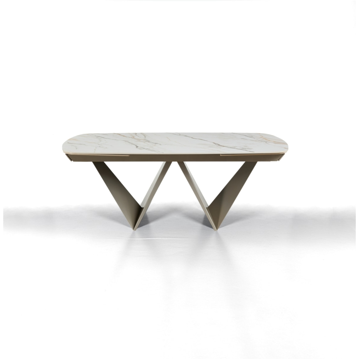 Table à manger extensible Tomasucci CLEFT EVO, en céramique, marbre onyx, platine, 200/250/300 × 100 × 76,5 cm