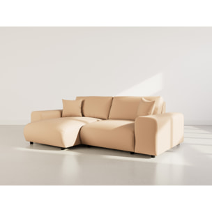 Garance - canapé d'angle réversible 4 places en simili - Taupe