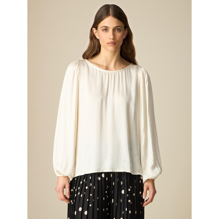 Oltre - Blusa en raso de viscosa - Blanco