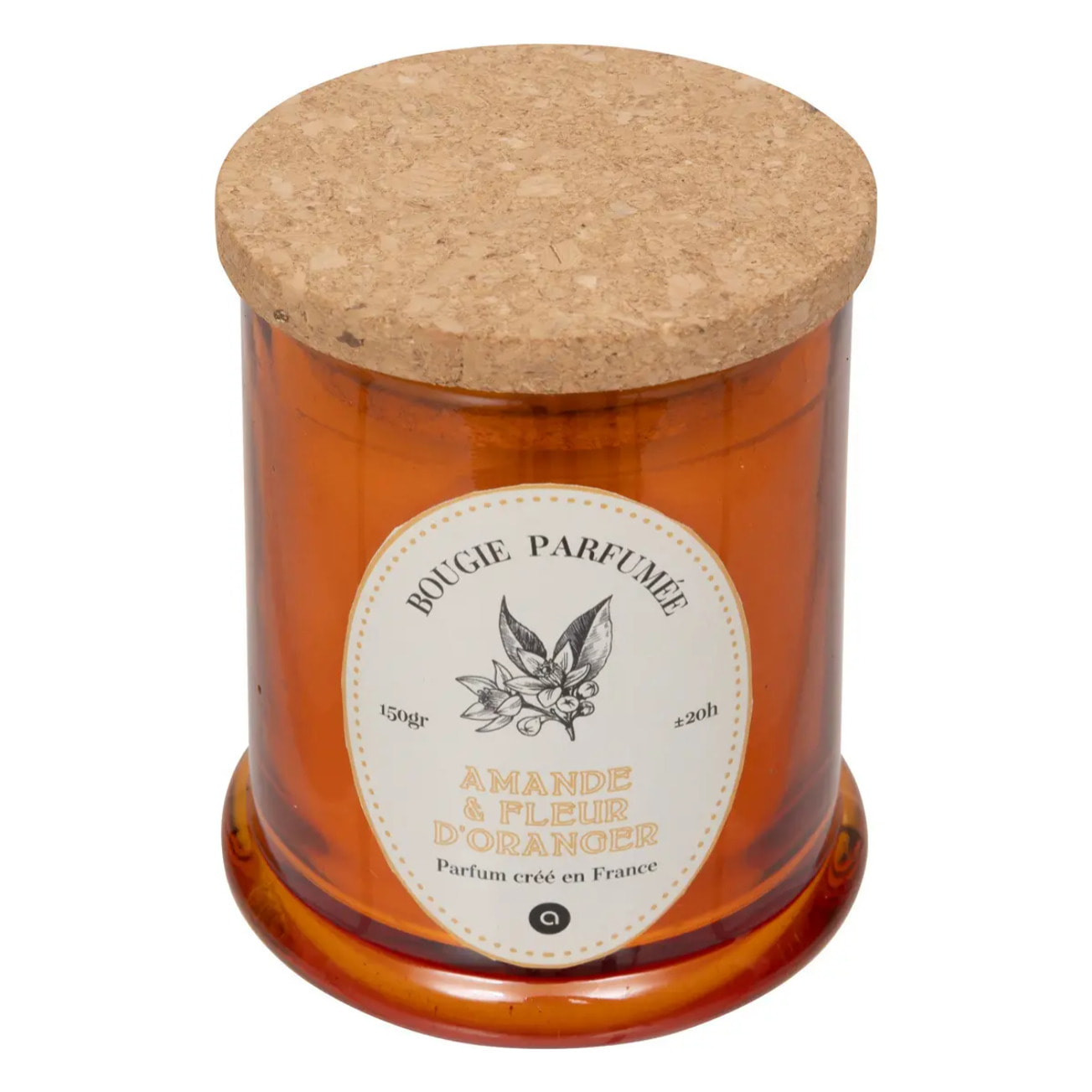 Bougie parfumée Hapo 150g pot en verre avec couvercle amande