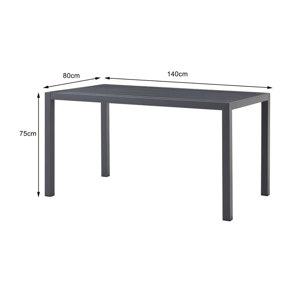 Table de jardin Madagascar 140x80cm noire Kare Design