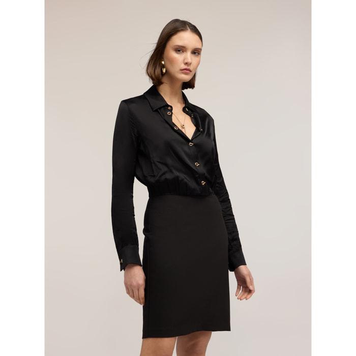Motivi - Vestito chemisier con bottoni gioiello - Nero