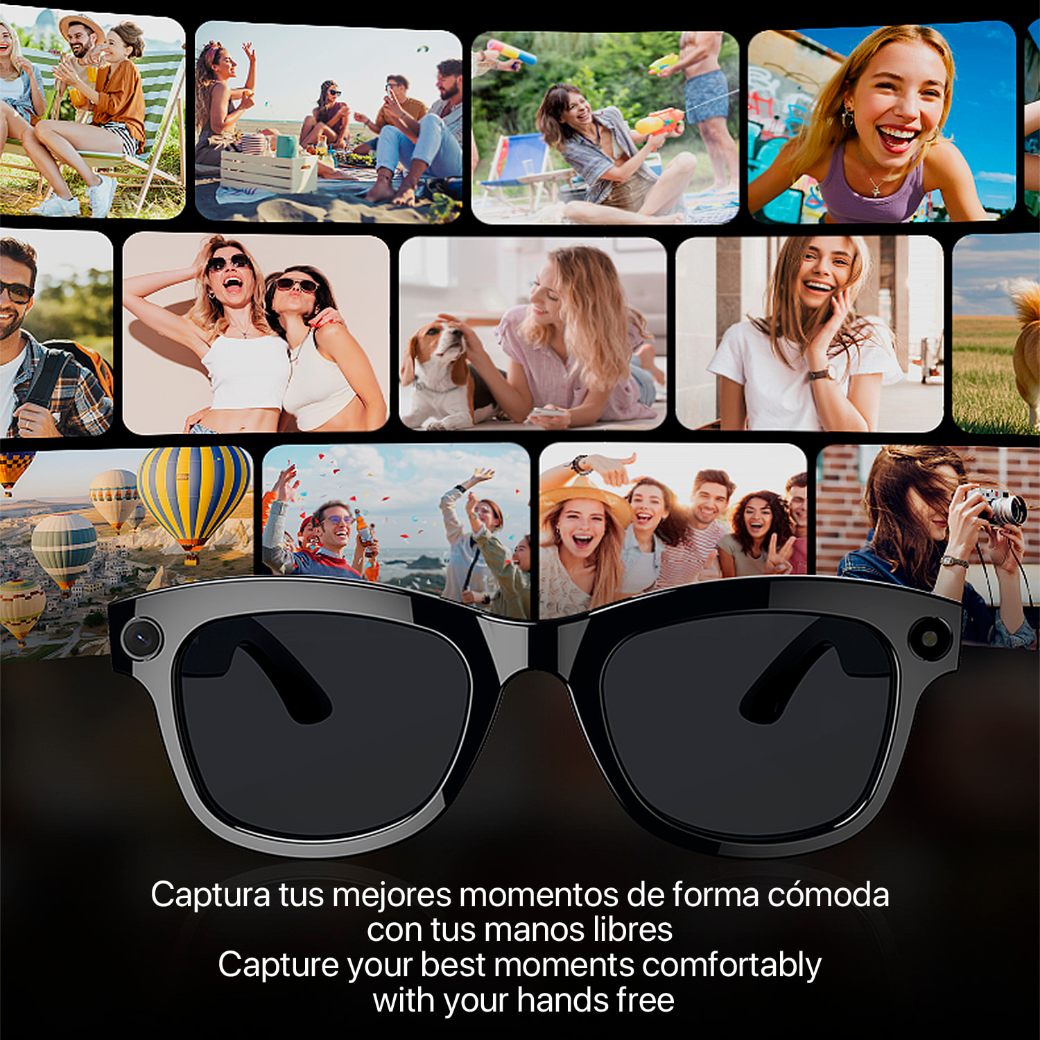 Gafas inteligentes M01 PRO, cámara con flash integrada de 8 MPX, control de música, inteligencia artificial, traducción de +100 idiomas en tiempo real.