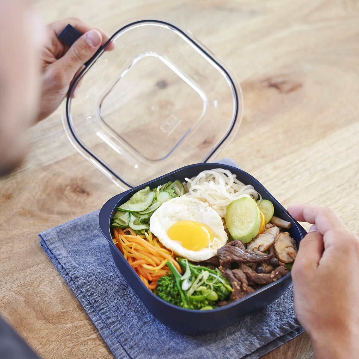 Bento Made in France au couvercle transparent - MB Gourmet M Deep Denim