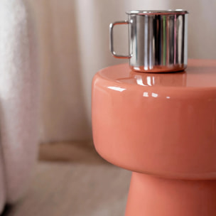 Table d'appoint ronde en métal orange D30 cm - Athéna