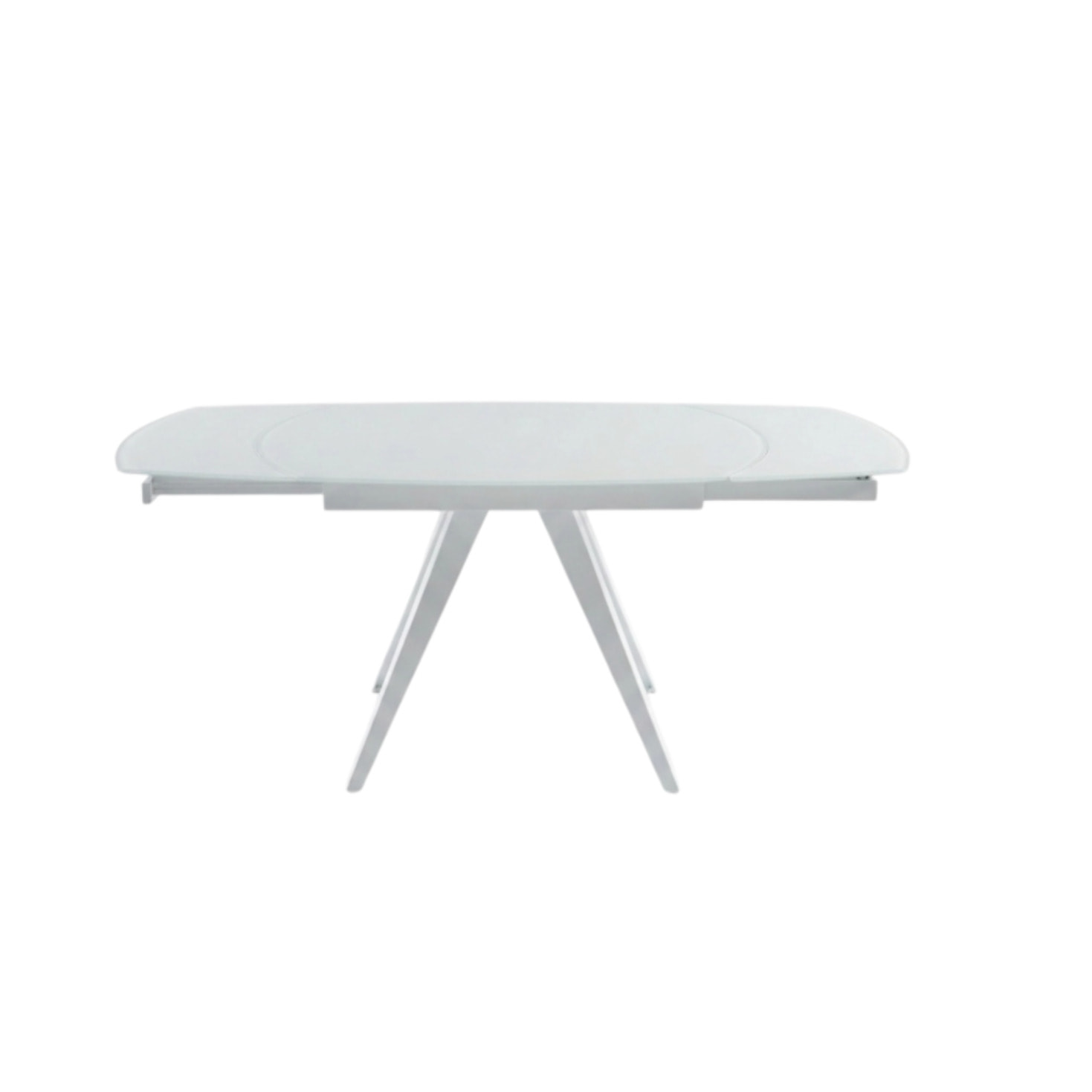 Table en verre blanc rallonges rotatives 120/180 cm - BRERA