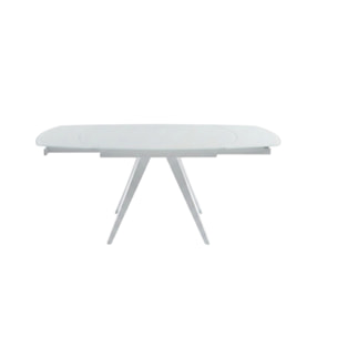 Table en verre blanc rallonges rotatives 120/180 cm - BRERA
