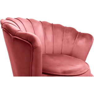 Fauteuil velours "Floria" - 70 x 73 x 76 cm - Rose
