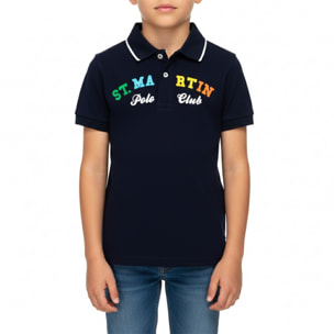 Polo piquet con stampa logo multicolor Polo Club St Martin Blu