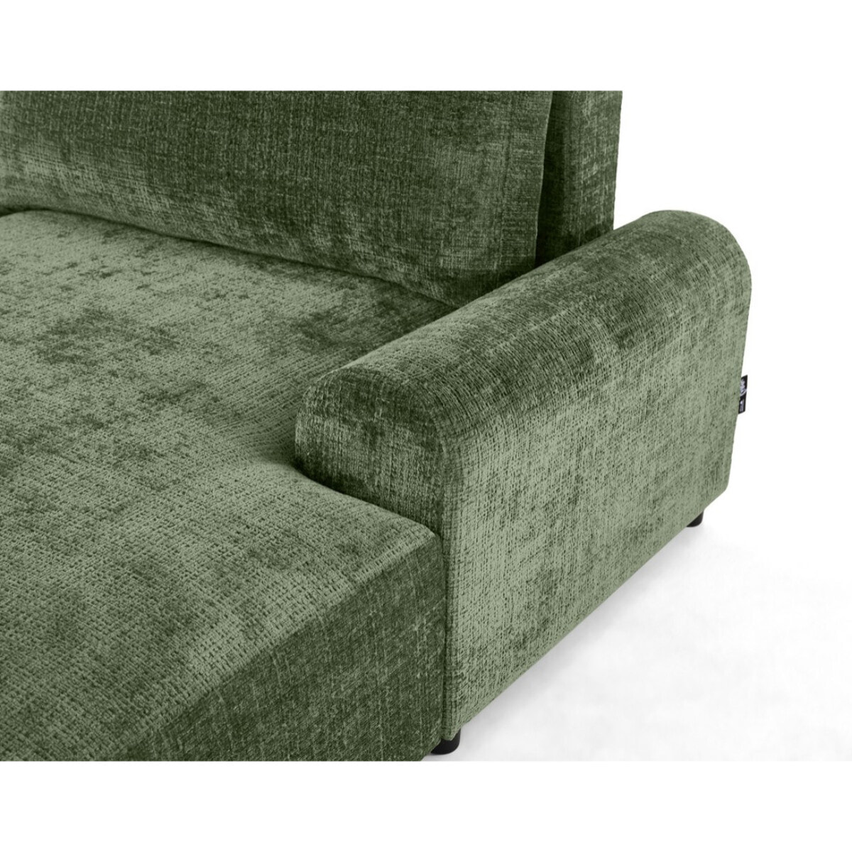 Nelly - canapé d'angle droit 4 places convertible avec coffre en velours texturé - Vert sauge
