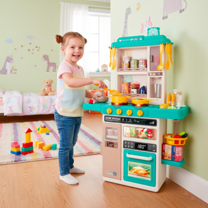 Cucina Giocattolo Bambini Con Luci E Suoni Realistici Rubinetto Con Riciclo Acqua Forno Fornelli Apribili 50 Accessori Gioco Educativo 3–8 Anni Verde