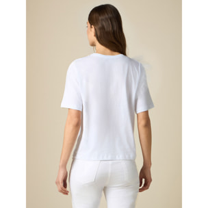 Oltre - T-shirt con perle e tulle - Bianco