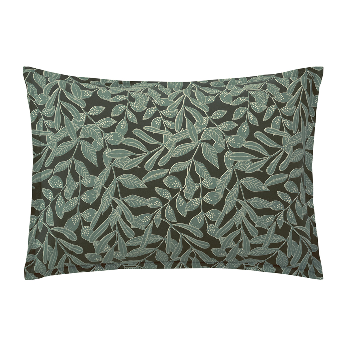 Taie d'oreiller imprimée en coton, GAÏA, Vert