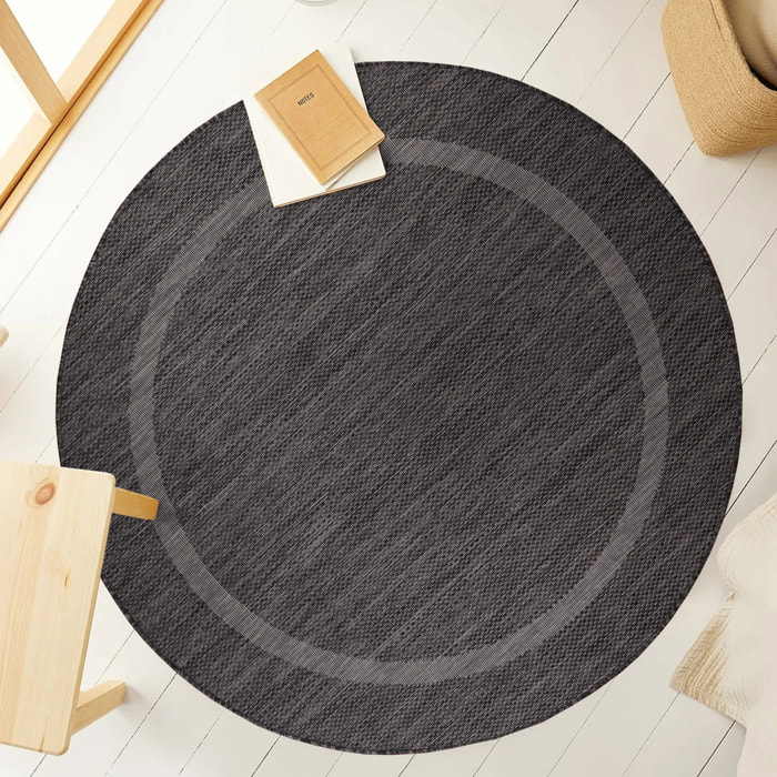 FARO - Tapis rond intérieur extérieur à motif Noir