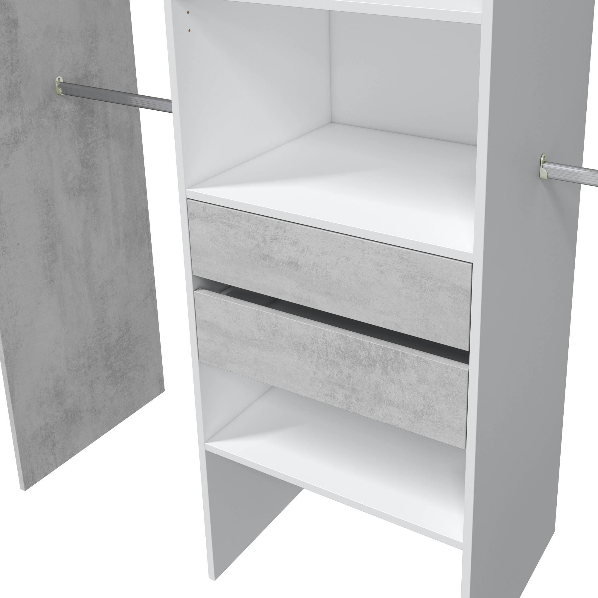 Guardaroba Miramar, Struttura per cabina armadio, Armadio aperto senza ante, Cabina armadio, cm 179x50h202, Bianco e Cemento