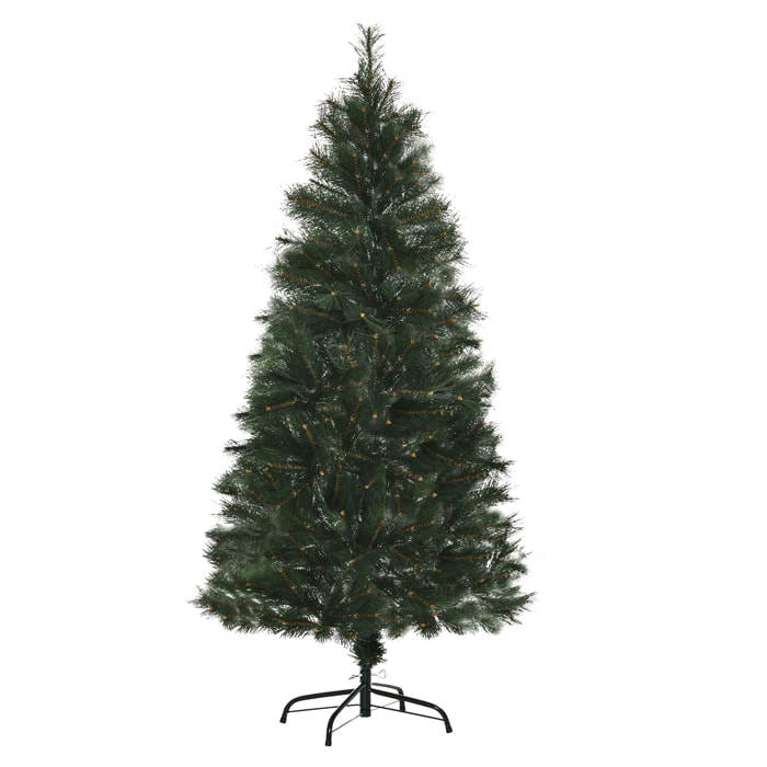 HOMCOM árbol de Navidad 150 cm Artificial con 219 Agujas de Pino de PVC Ignífugo Base Plegable y Soporte de Acero Montaje Rápido Decoración Navideña para Interiores Verde