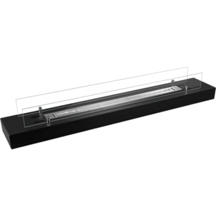 Camino A Bioetanolo Da Appoggio 120x19,4x21 cm con Bruciatore 1lt in Acciaio Inox Nero