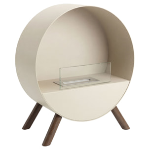 Venere - Camino a Bioetanolo da Pavimento 60x72x30 cm con Bruciatore 1 Litro e Piedi in Legno di Pino Tortora