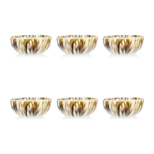 Lot de 6 coupelles abstraites en porcelaine beige 12cm MAKA