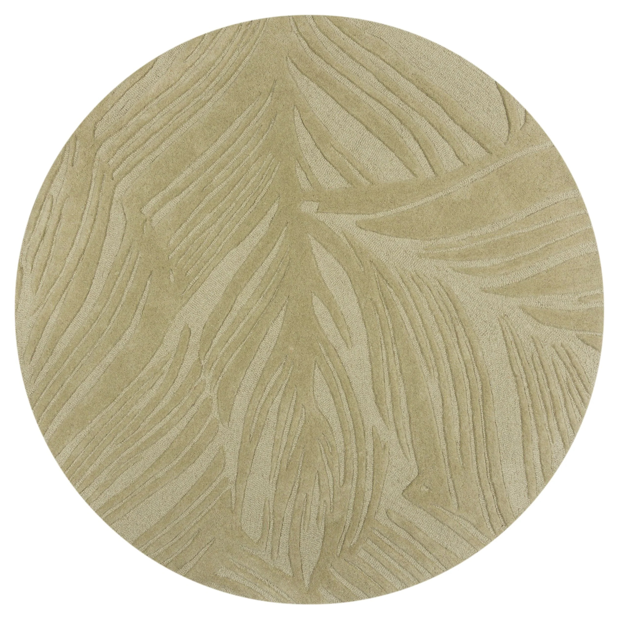 Tapis en laine rond FEUILLAGE Sauge