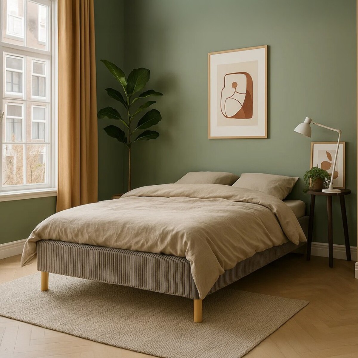 Lit Cancun | Cadre à lattes | Robustesse et confort | Montage simple rapide | Velours Côtelé | Gris clair