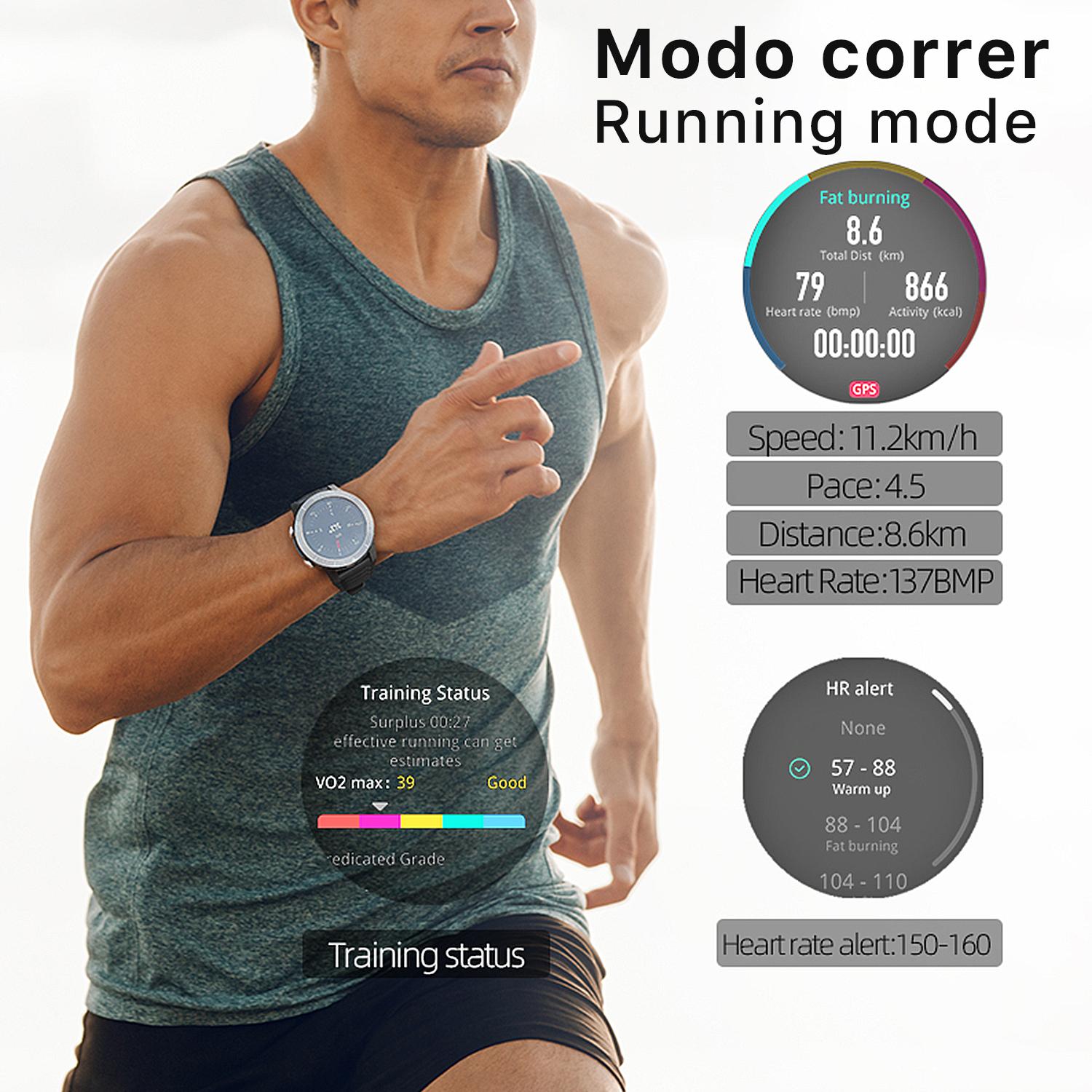 Smartwatch XTREK con GPS, cardiofrequenzimetro e O2 nel sangue. Batteria da 580 mAh. Varie modalità sportive, notifiche delle app.