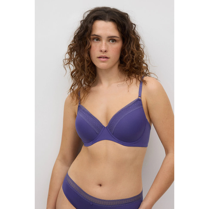 Reggiseno imbottito con ferretto e dettaglio in pizzo rosa