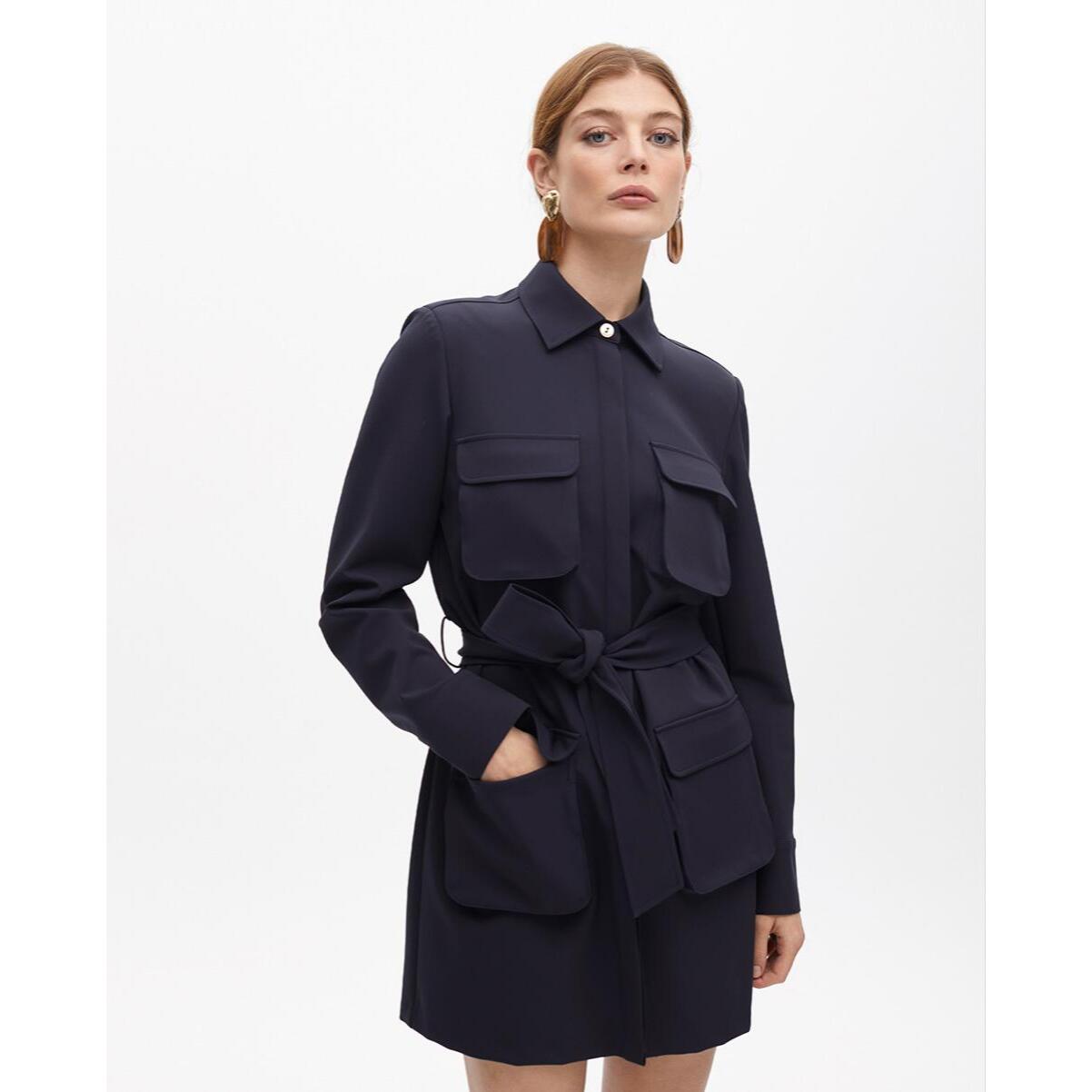 Abito Camicia Corto con Tasche e Cintura