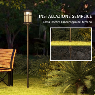 Outsunny Lampione Solare da Giardino Alto 184cm con Luce LED Bianco Freddo e IP44, Nero