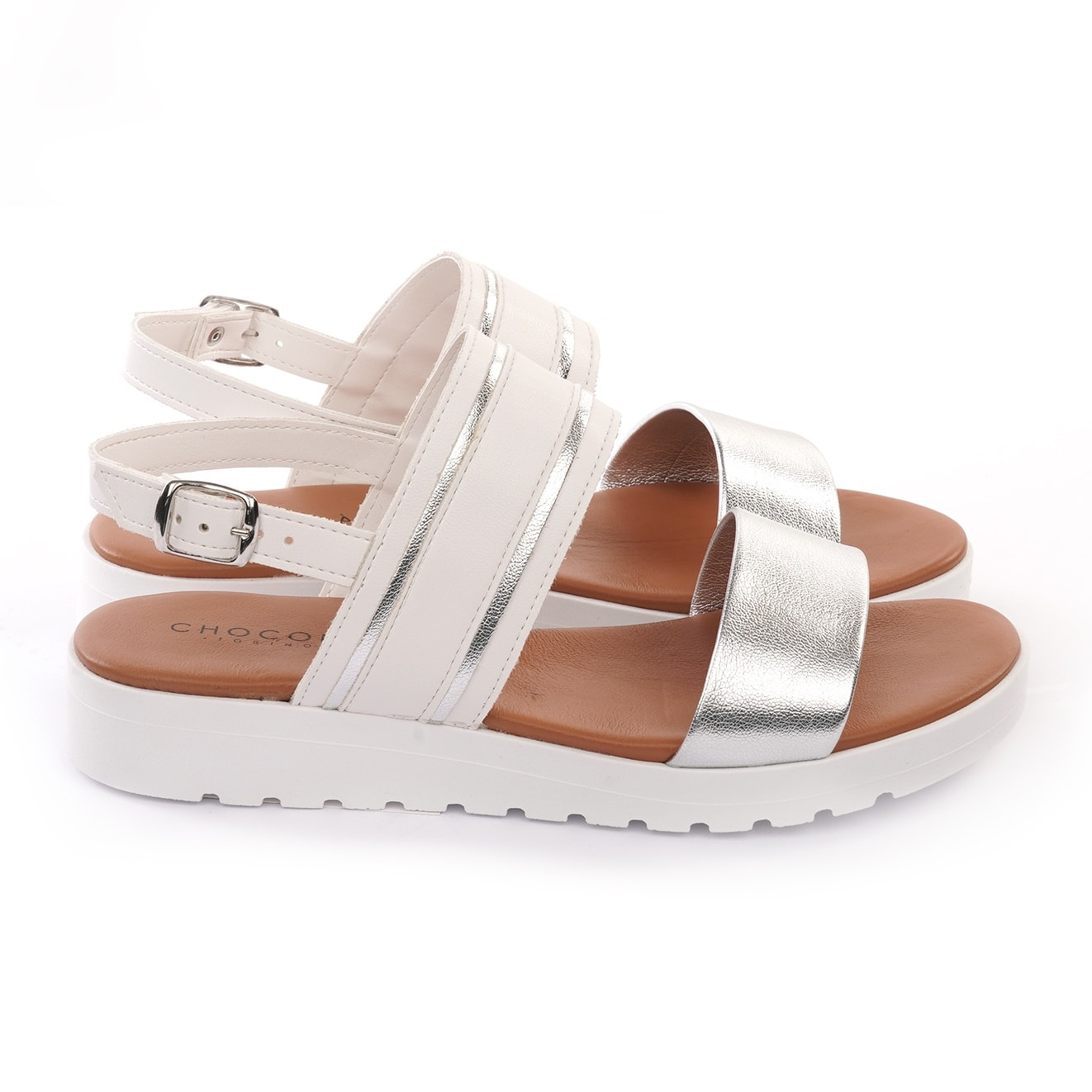 SANDALO ZEPPA DOPPIA FASCIA BIANCO