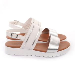 SANDALO ZEPPA DOPPIA FASCIA BIANCO