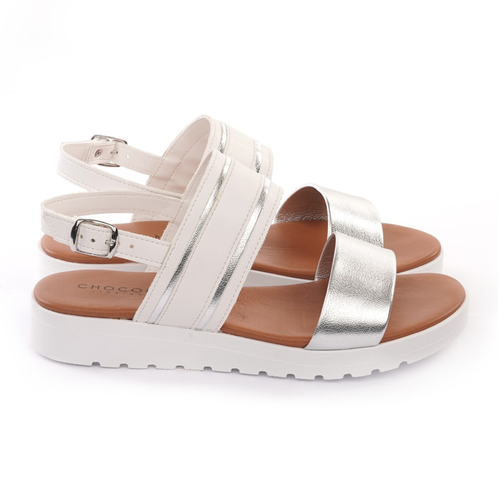 SANDALO ZEPPA DOPPIA FASCIA BIANCO