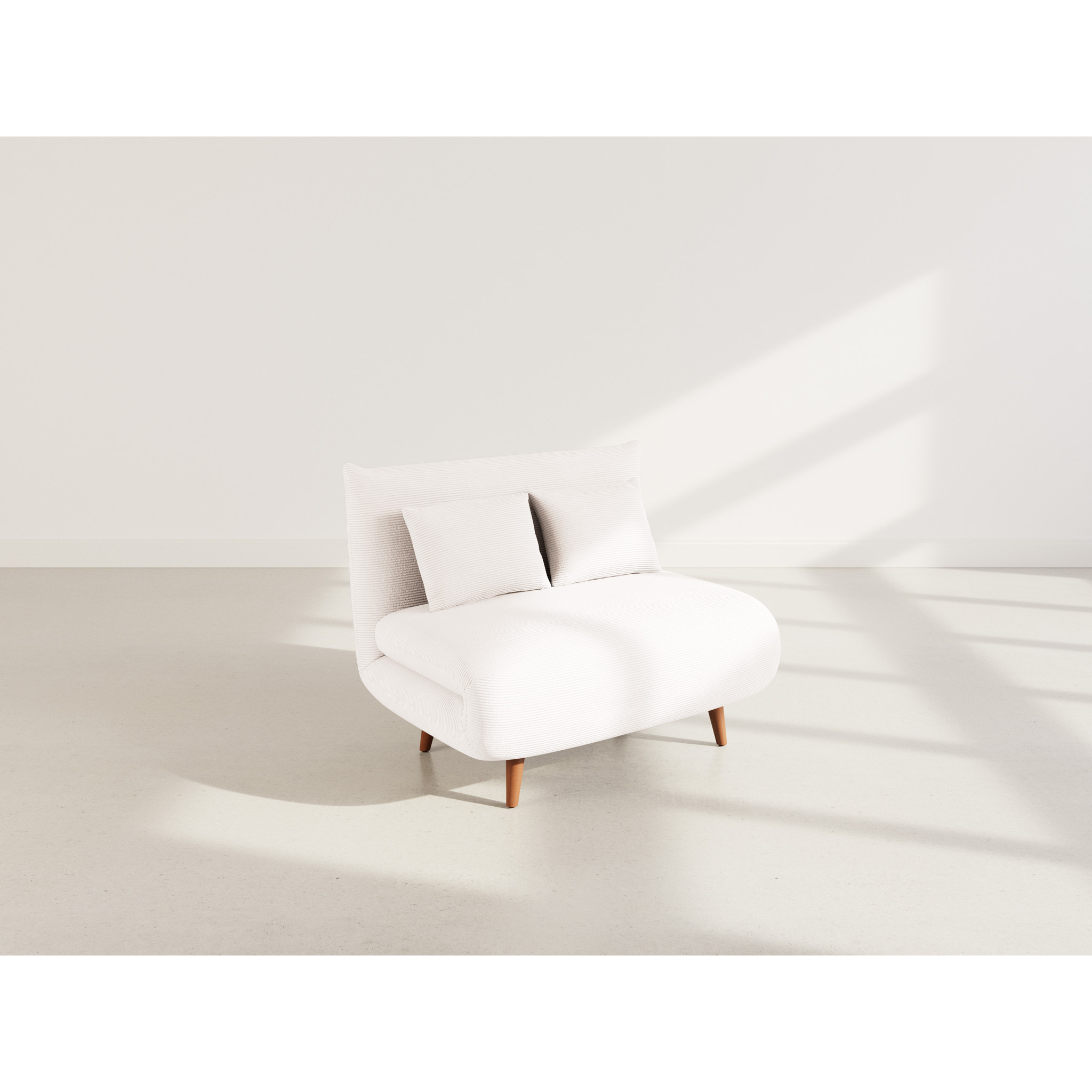 Lumi - Banquette convertible clic-clac 1 place en velours côtelé - Beige