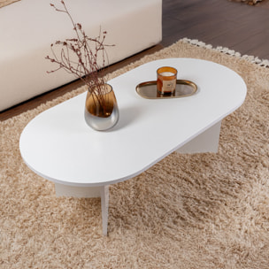 Table basse ovale effet travertin 119x60cm VENUS