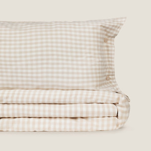 Funda nórdica algodón cuadros Kimcuad color gris piedra