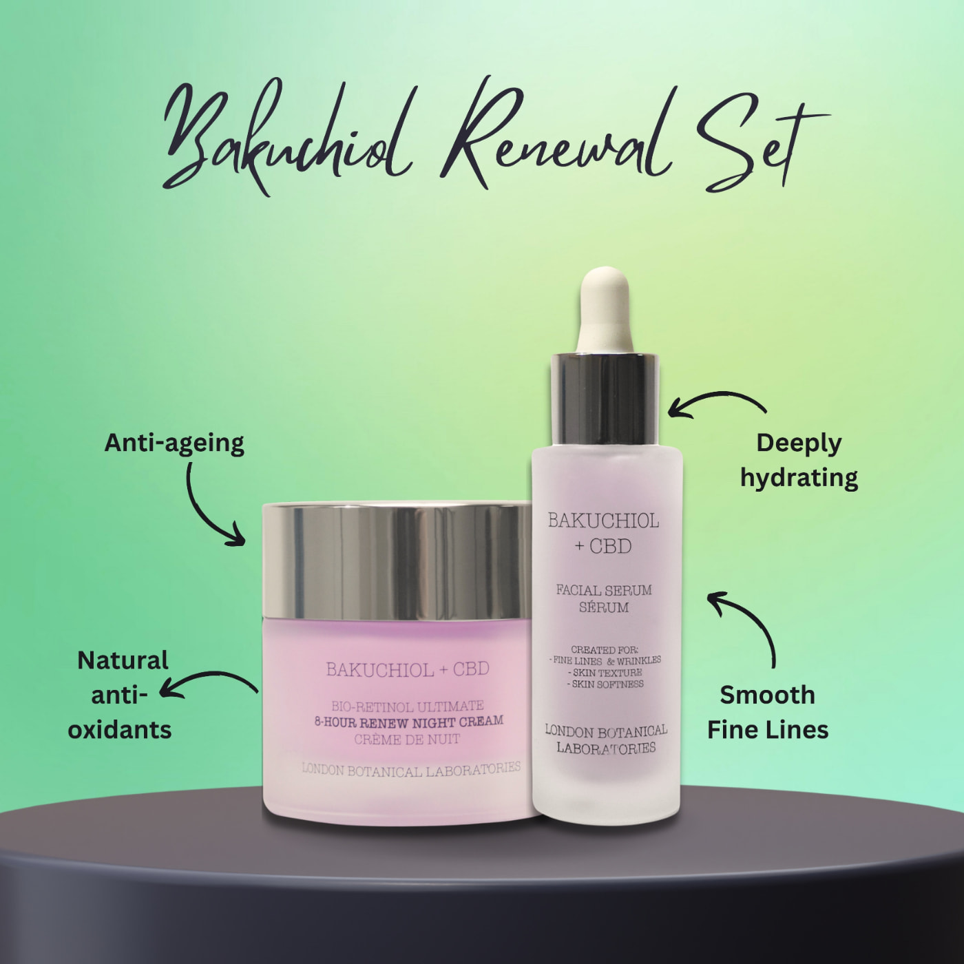 Crema de noche Bakuchiol bio retinol + sérum Bakuchiol