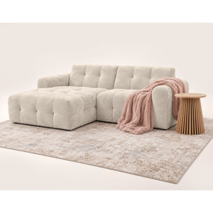 Diane - Canapé d'angle gauche 4 places en velours texturé - Beige