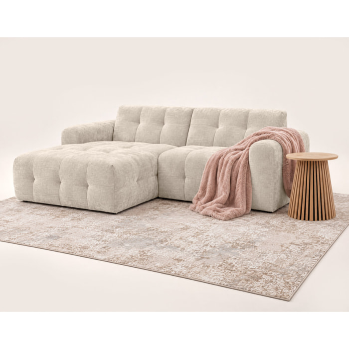 Diane - Canapé d'angle gauche 4 places en velours texturé - Beige